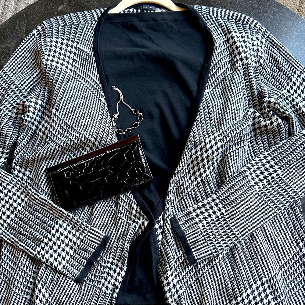 Houndstooth Waterfall Cardigan - Size Medium/Large